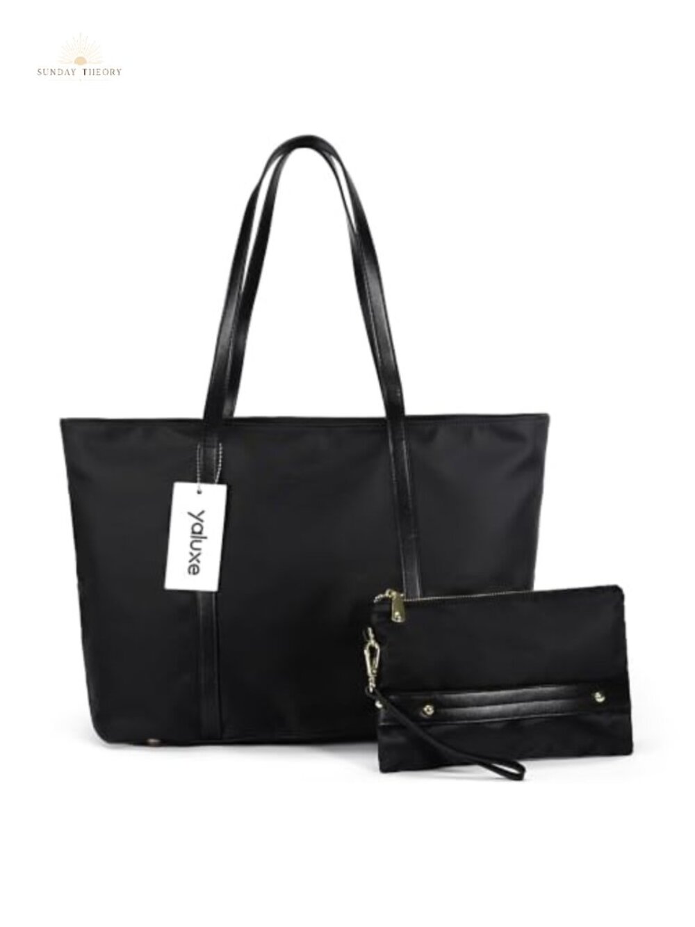 Large Nylon Tote, Shoulder Bag, Work Handbag with Leather Handles, 15.6" Laptop
